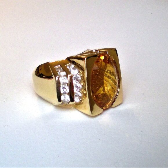 Laura Ramsey 14K Yellow Gold Yellow Imperial Topaz White Sapphire Cocktail Ring - Picture 4 of 9